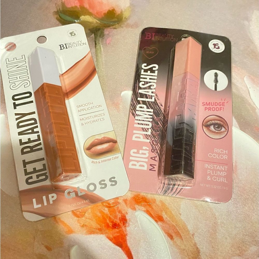 🛍️2 Beauty Intuition Rosy Nude Lip Gloss 💄 & Big Plump Lashes Mascara 💥